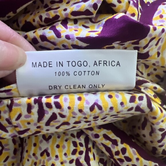 Womens New Francis Benedict Skirt Sz L Yellow Purple 100%Cotton - Picture 5 of 8